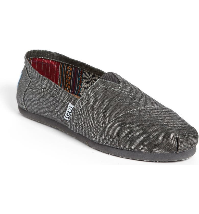TOMS 'Classic' Metallic Slip-On, Main, color, BLACK METALLIC