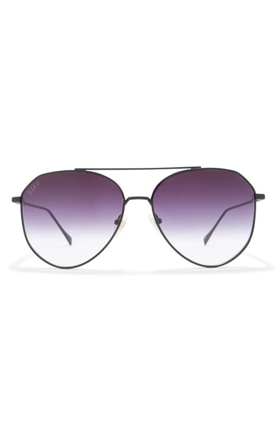 Diff Jane 57mm Aviator Sunglasses In Matte Black Sharp Grey