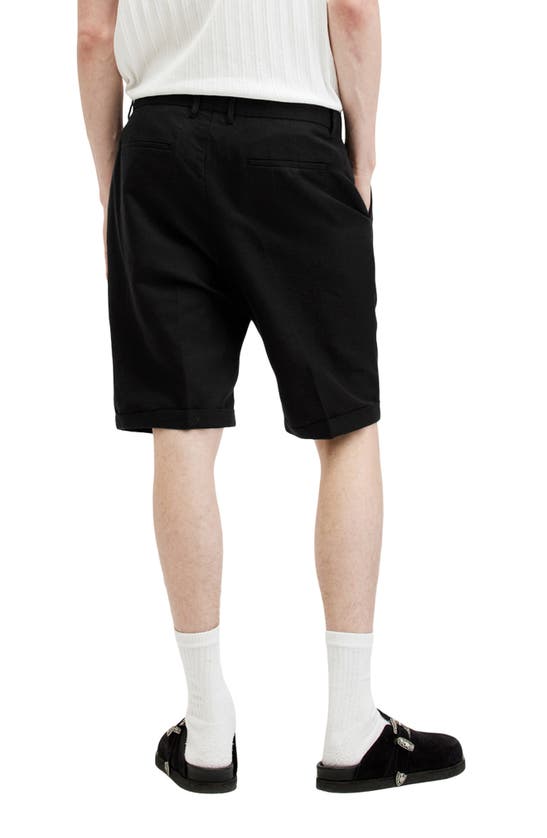 Shop Allsaints Ora Tallis Pleated Cotton & Linen Shorts In Faded Black