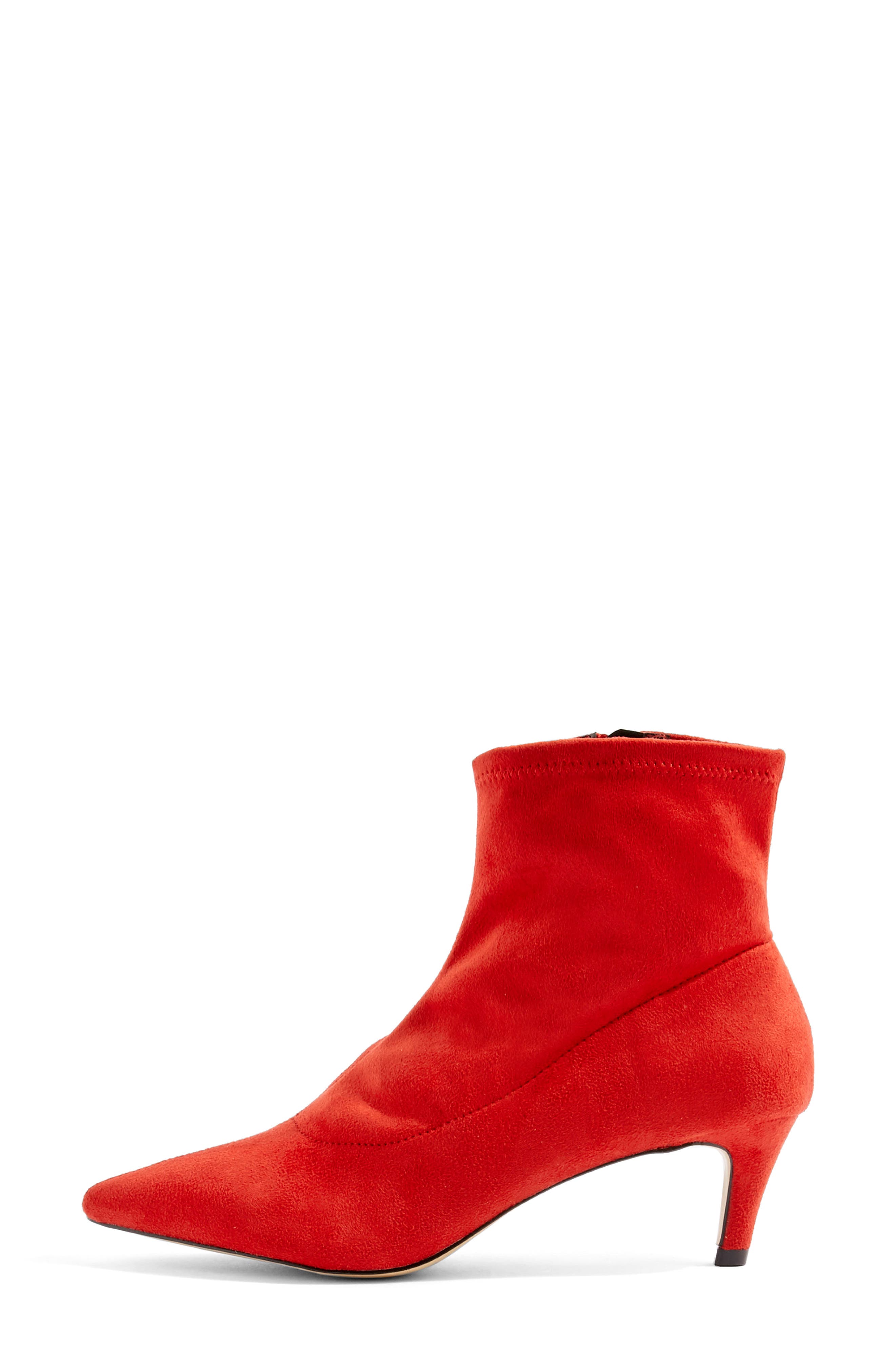 red kitten heel sock boots