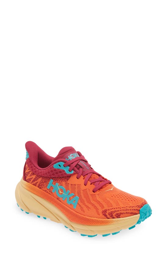 Hoka Challenger Atr 7 Running Shoe In Flame / Cherries Jubilee