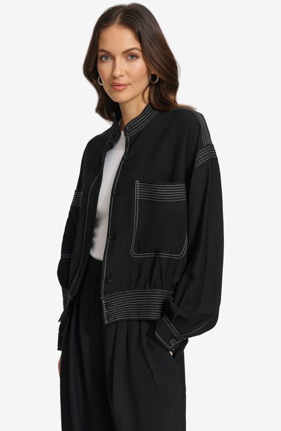 Shop Dkny Contrast Stitch Jacket In Black