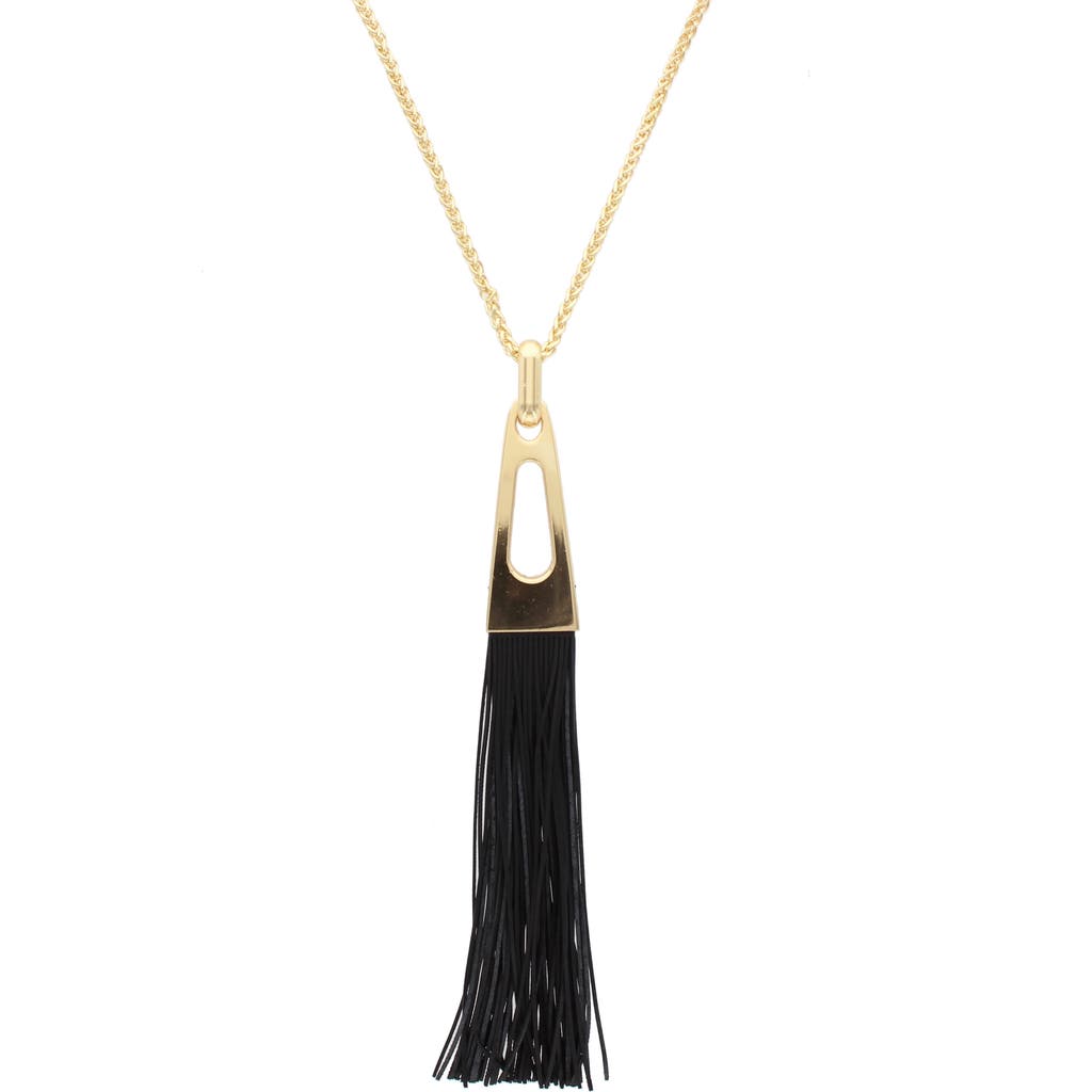 Olivia Welles Lorelle Tassel Pendant Necklace In Gold/black