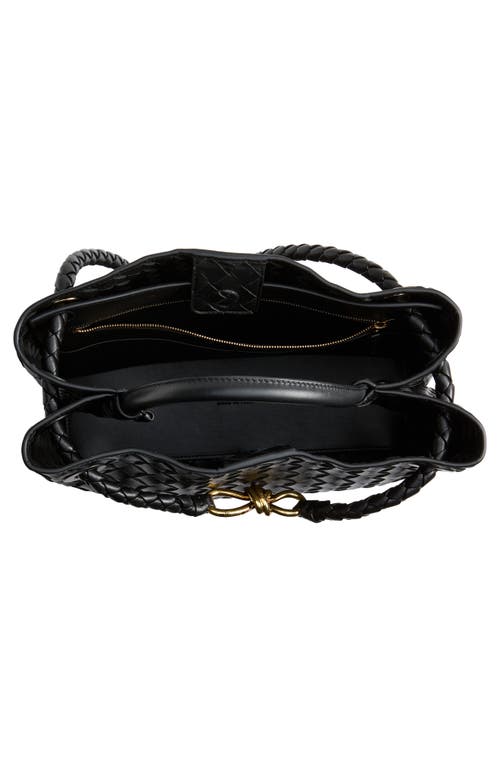 Bottega Veneta Andiamo Shoulder Bag In Black Brass/black