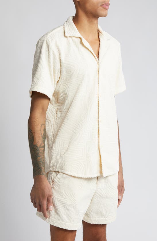Shop Oas Cream Golconda Terry Cloth Camp Shirt In Off White