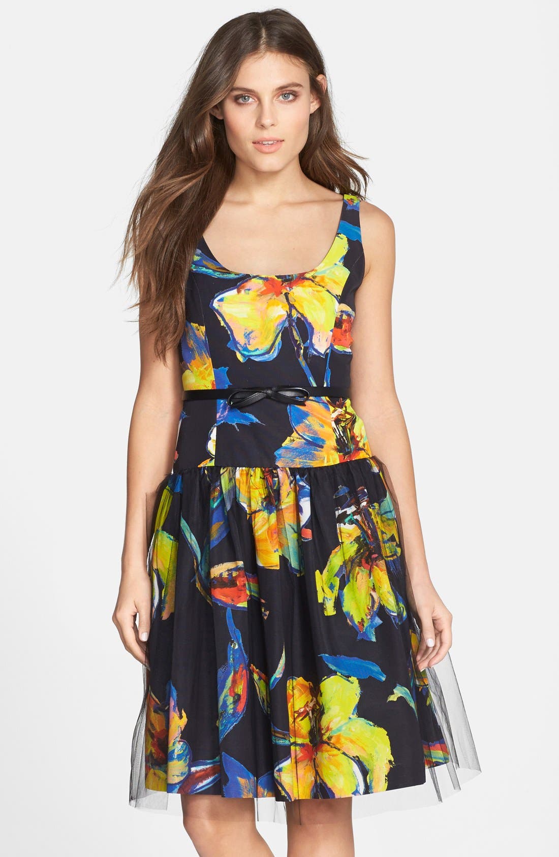 Milly 'Natalie Pop Art' Print Cotton Blend Fit & Flare Dress Nordstrom