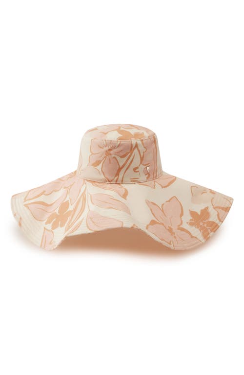 Shop Helen Kaminski Dulcie Floral Wide Brim Hat In Parchment Blend