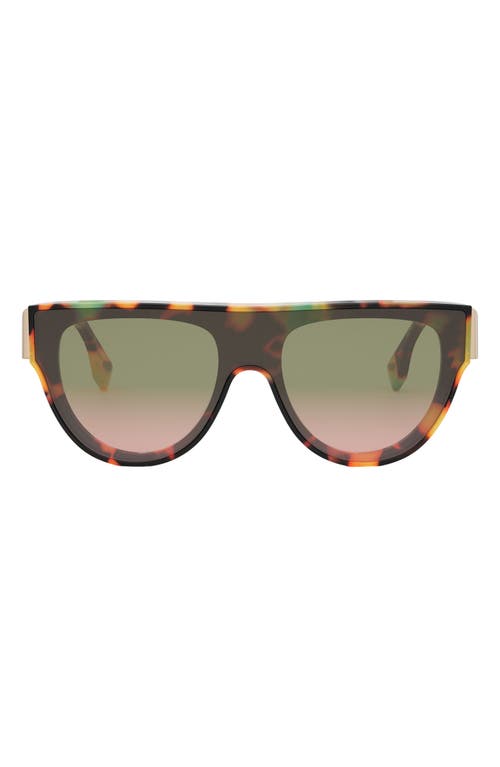 Shop Fendi ' First 139mm Flat Top Sunglasses In Havana/other/gradient Green