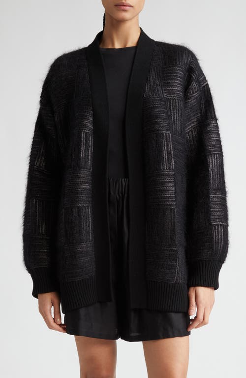 Estonia Textured Sequin Knit Cardigan in Black