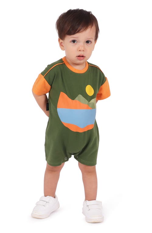 TINY TRIBE Landscape Graphic Romper Moss Green at Nordstrom,
