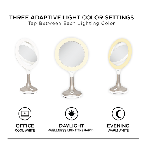 Zadro Mood Therapy Lighted Makeup Mirror With 8x/1x Magnifications In White