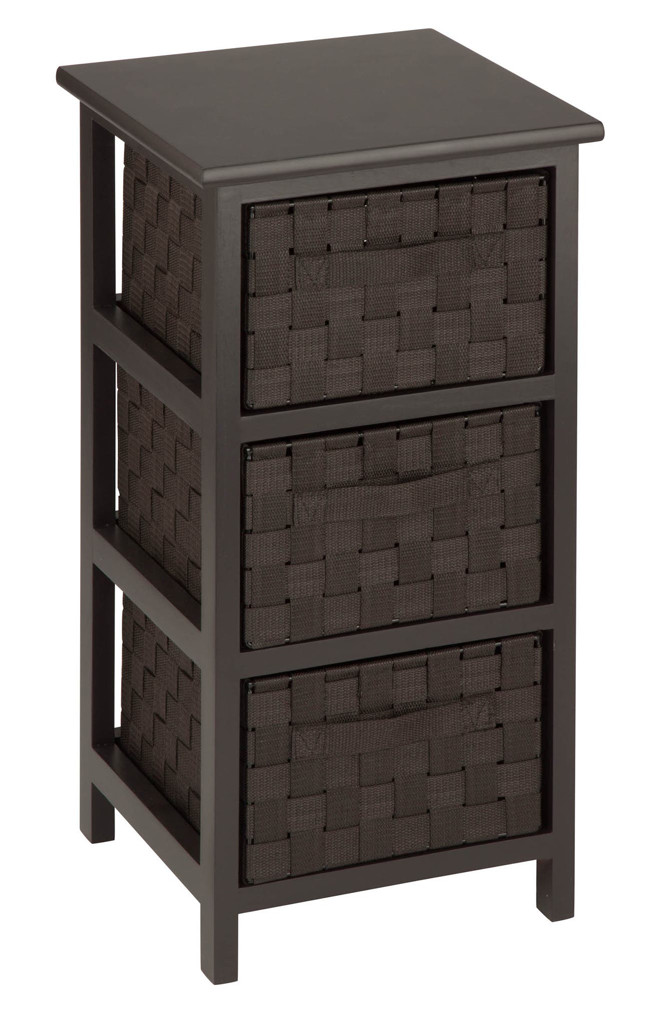 HONEYCANDO Small Storage with Wood Frame & Woven Fabric Drawers Espresso Nordstromrack
