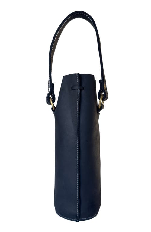 Sarep + Rose Leather Bottle Tote With Pocket In Black Nubuck