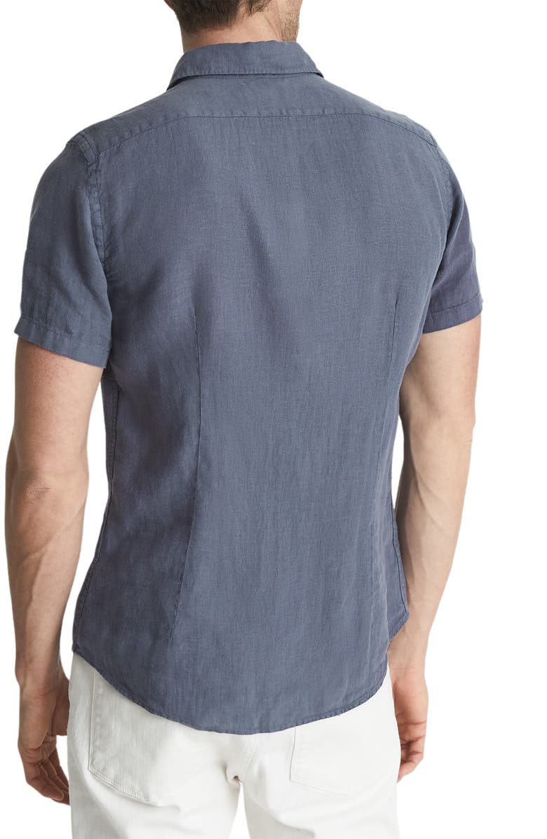 Reiss Holiday Short Sleeve Linen Button-Up Shirt, Alternate, color, 
