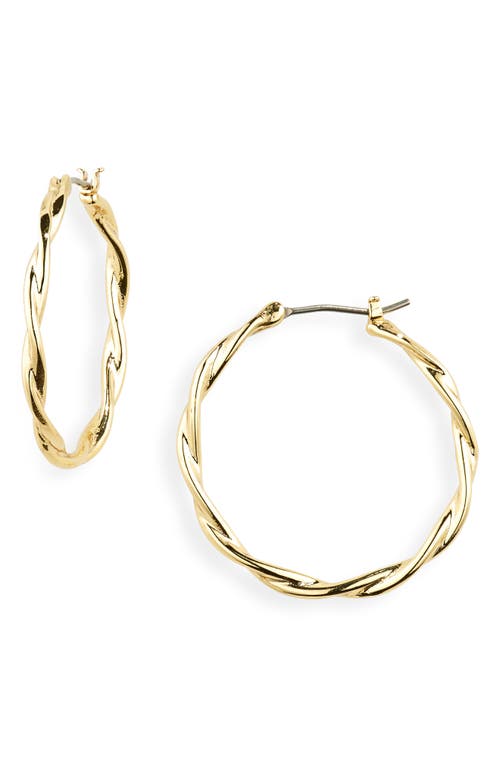 Twisted Hoop Earrings in Pale Gold