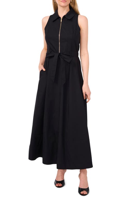 Shop Halogenr Halogen(r) Zip Front Sleeveless Cotton Maxi Sundress In Rich Black