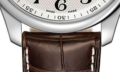 Longines Master Collection Croc Embossed Leather Strap Watch, 42mm In Silver