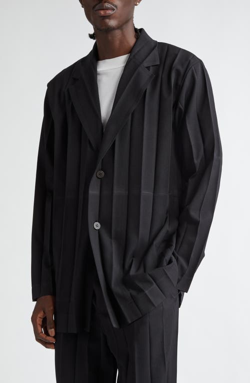 Shop Issey Miyake Homme Plissé  Edge Ensemble Pleated Single Breasted Blazer In Black