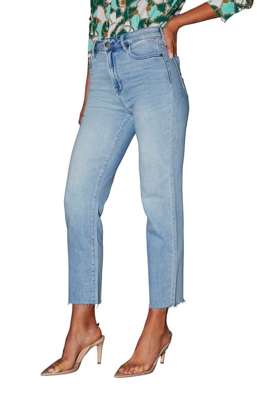 Shop Vici Collection Lynda Raw Hem Ankle Straight Leg Jeans In Medium Wash