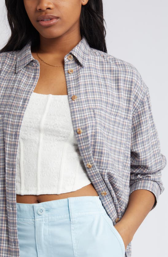 Shop Bp. Plaid Oversize Cotton Flannel Button-up Shirt In Blue Multi Taffy Plaid