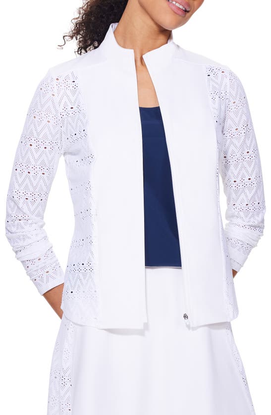 Shop Nz Active By Nic+zoe Active Lace Jacket In Paper White