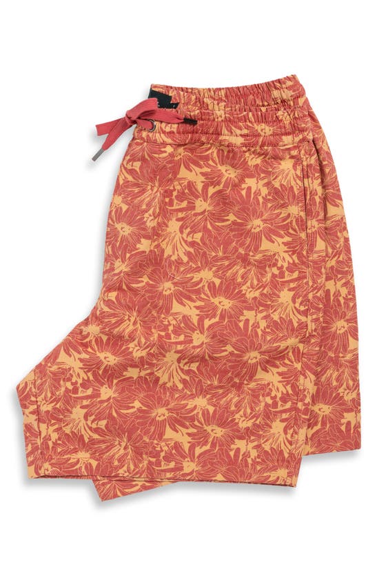 Rodd & Gunn Main Beach Floral Stretch Cotton Drawstring Shorts In Sunset