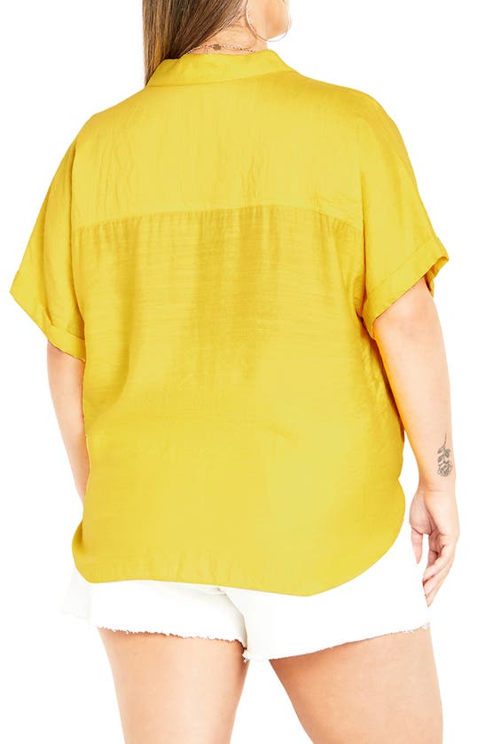 Shop City Chic Relaxed Fit Button-up Shirt In Dandelion