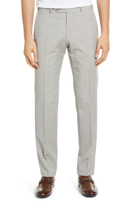 Zanella Parker Flat Front Stretch Wool Trousers In Light Tan