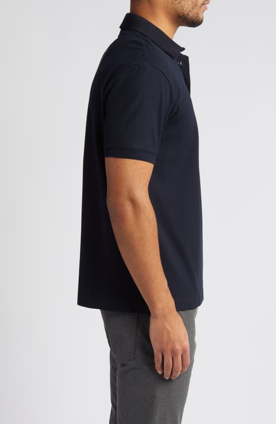 Shop Emporio Armani Tonal Stripe Cotton Piqué Polo In Navy