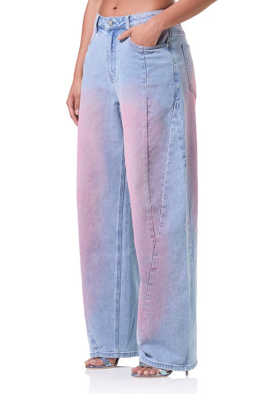 Shop Afrm Archer High Waist Barrel Leg Jeans In Blue Pink Denim Wash