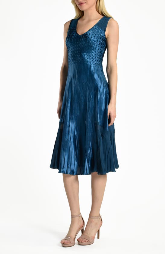 Shop Komarov Chiffon & Charmeuse Cocktail Dress With Jacket In Mediterranea