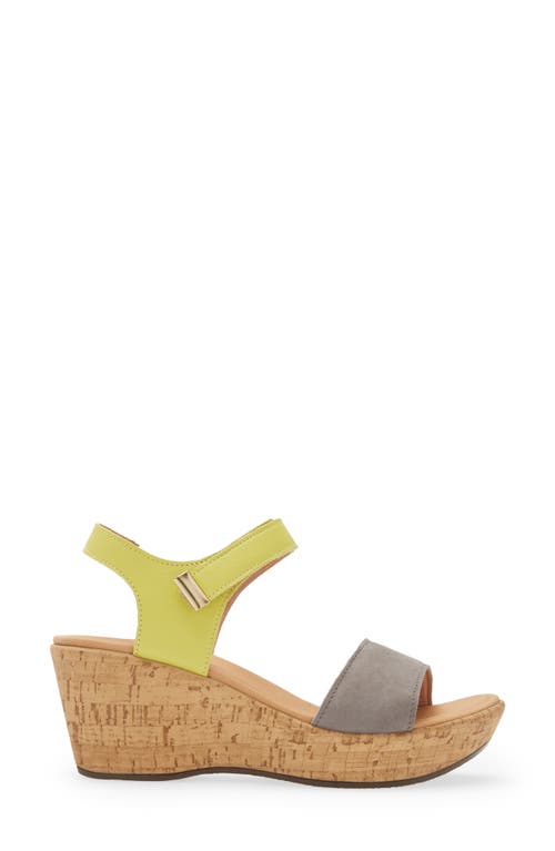 Shop Naot Summer Platform Wedge Sandal In Smoke Grey Nubuck/soft Lime