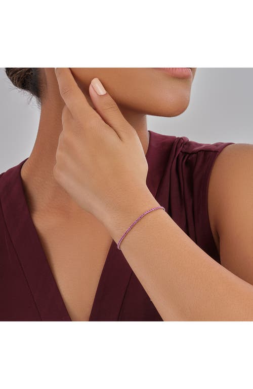 Sterling Forever Fuchsia Cz Slider Bracelet In Rose Gold