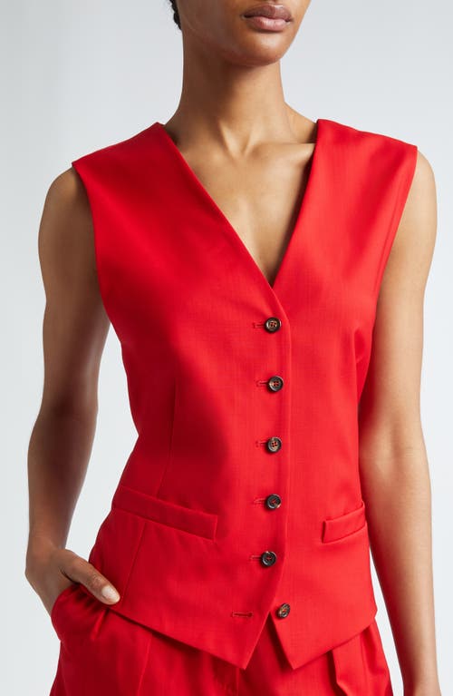 Shop Max Mara Zuai Virgin Wool Suiting Waistcoat In Red