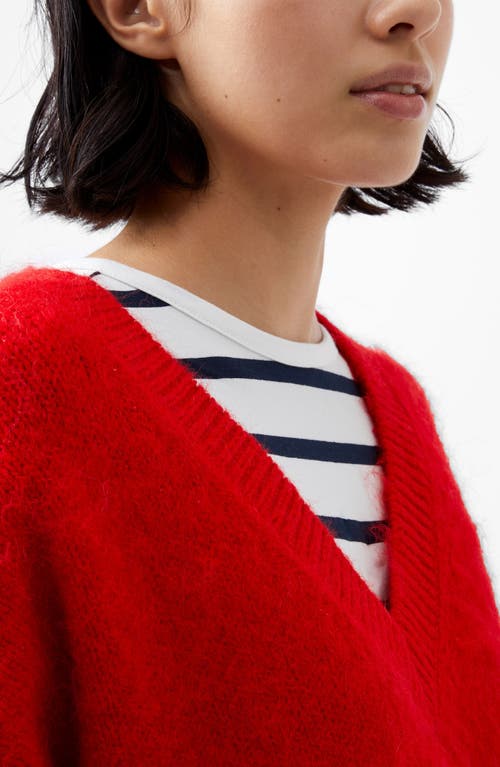 Shop French Connection Oversize V-neck Sweater In Red