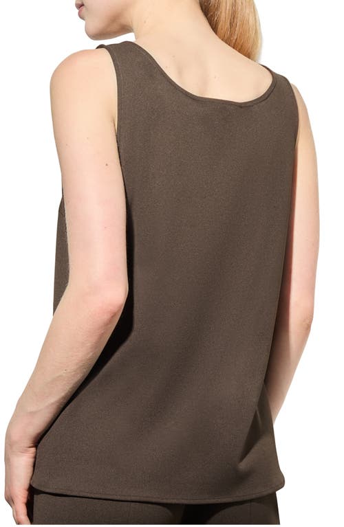 Shop Ming Wang Deco Stretch Crepe Tank Top In Dark Umber