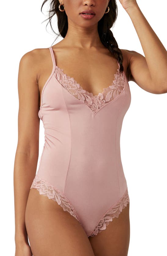 Free People Intimately Fp Wild Bunch Lace Bodysuit In Silver Pink