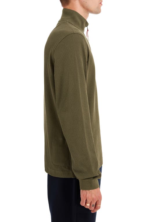 Shop Sealskinz Forncet Waffle Stitch Organic Cotton Quarter Zip Pullover In Olive