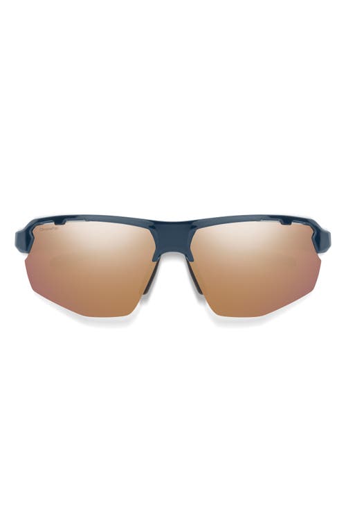 Shop Smith Resolve Photochromic 70mm Chromapop™ Oversize Shield Sunglasses In French Navy/rose Gold Mirror