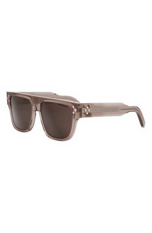 Shop Dior Cd Diamond S6i 55mm Square Sunglasses In Shiny Pink/brown