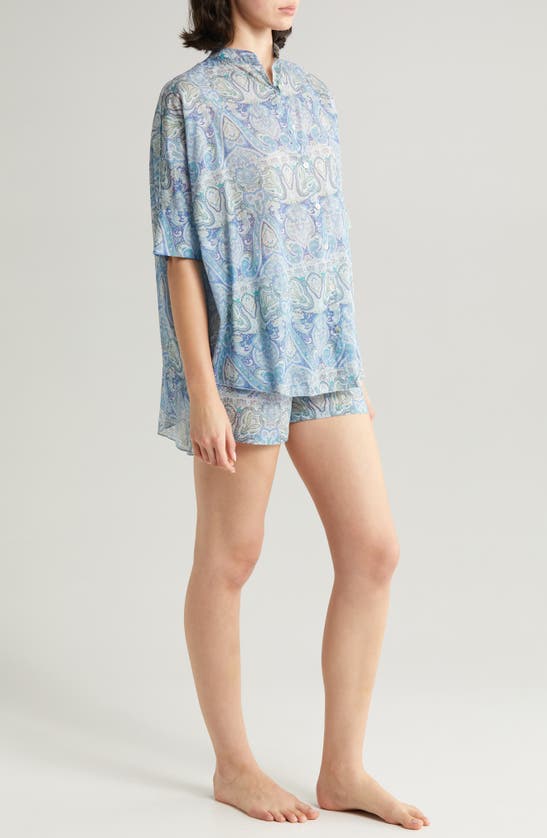 Shop Papinelle Nahla Flowy Cotton Short Pajamas In Crystal Blue