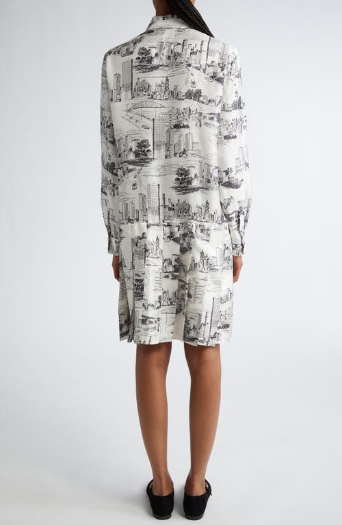 Shop Max Mara Studio Bath City Print Long Sleeve Silk Shirtdress In White