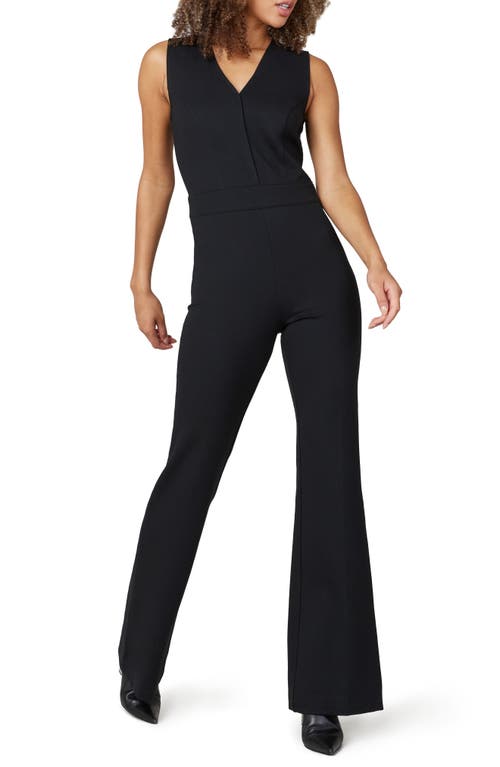 SPANX Sleeveless Flare Ponte Jumpsuit in Classic Black at Nordstrom, Size Large