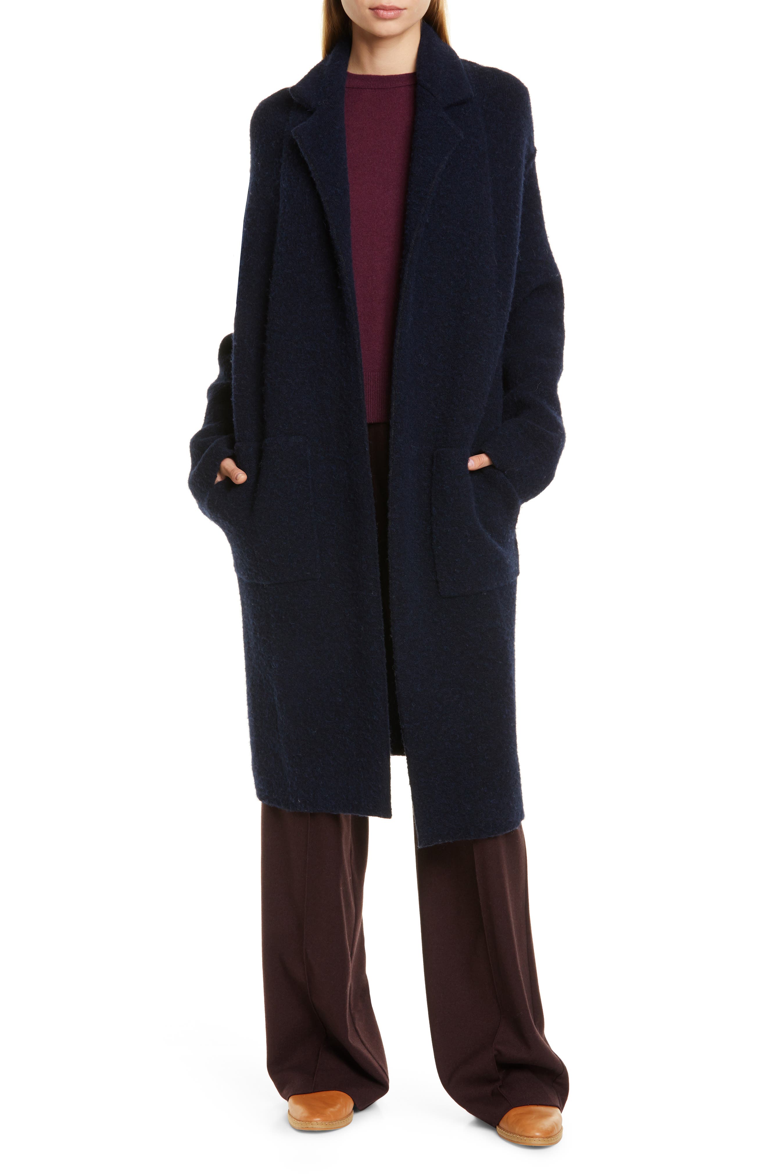 Vince Notch Collar Cardigan Coat In 