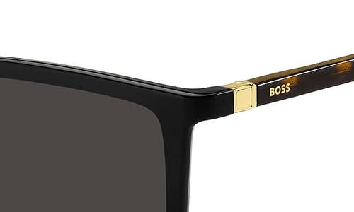 Shop Hugo Boss Boss 56mm Flat Top Sunglasses In Black/havana