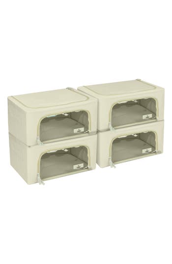 Sorbus 4-pack Foldable Storage Boxes. In Beige