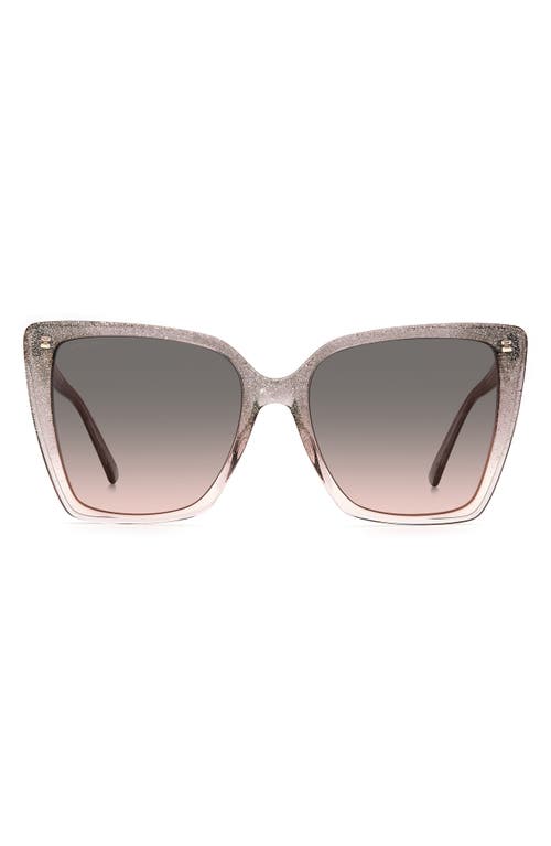Jimmy Choo Lessie 56mm Gradient Cat Eye Sunglasses in Nude Glitter /Grey Pink