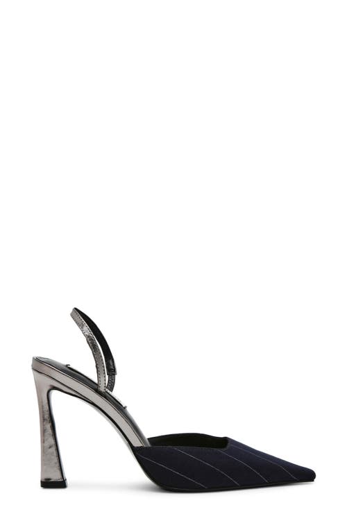 Shop Steve Madden Drew Slingback Pointed Toe Pump In Navy/pewter