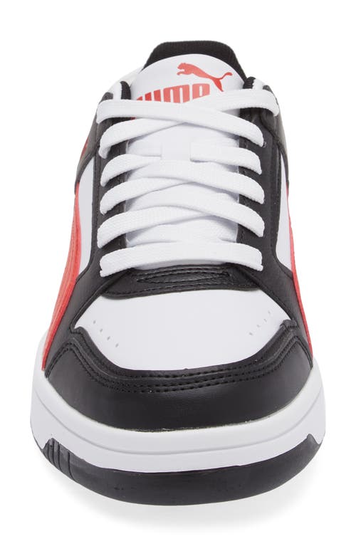 Puma Rebound Joy Low Top Sneaker In White-red-black