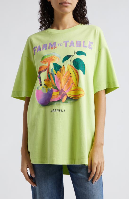 Farm Rio Farm To Table Cotton Graphic T-shirt In Lime Green